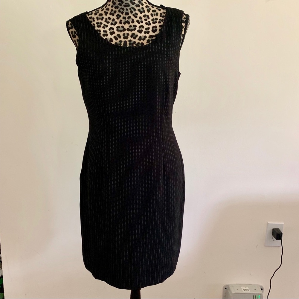 Vintage Black White‎ Striped sleeveless dress